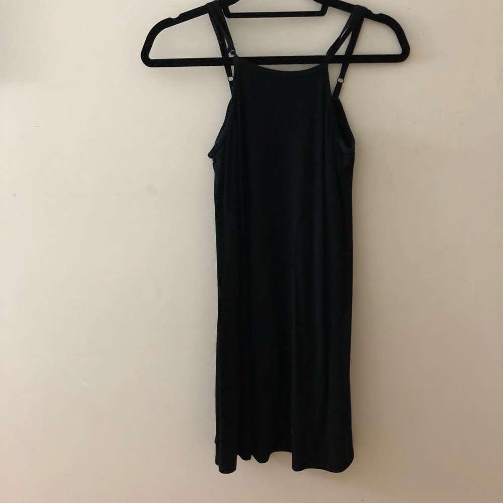Halter top black flow dress